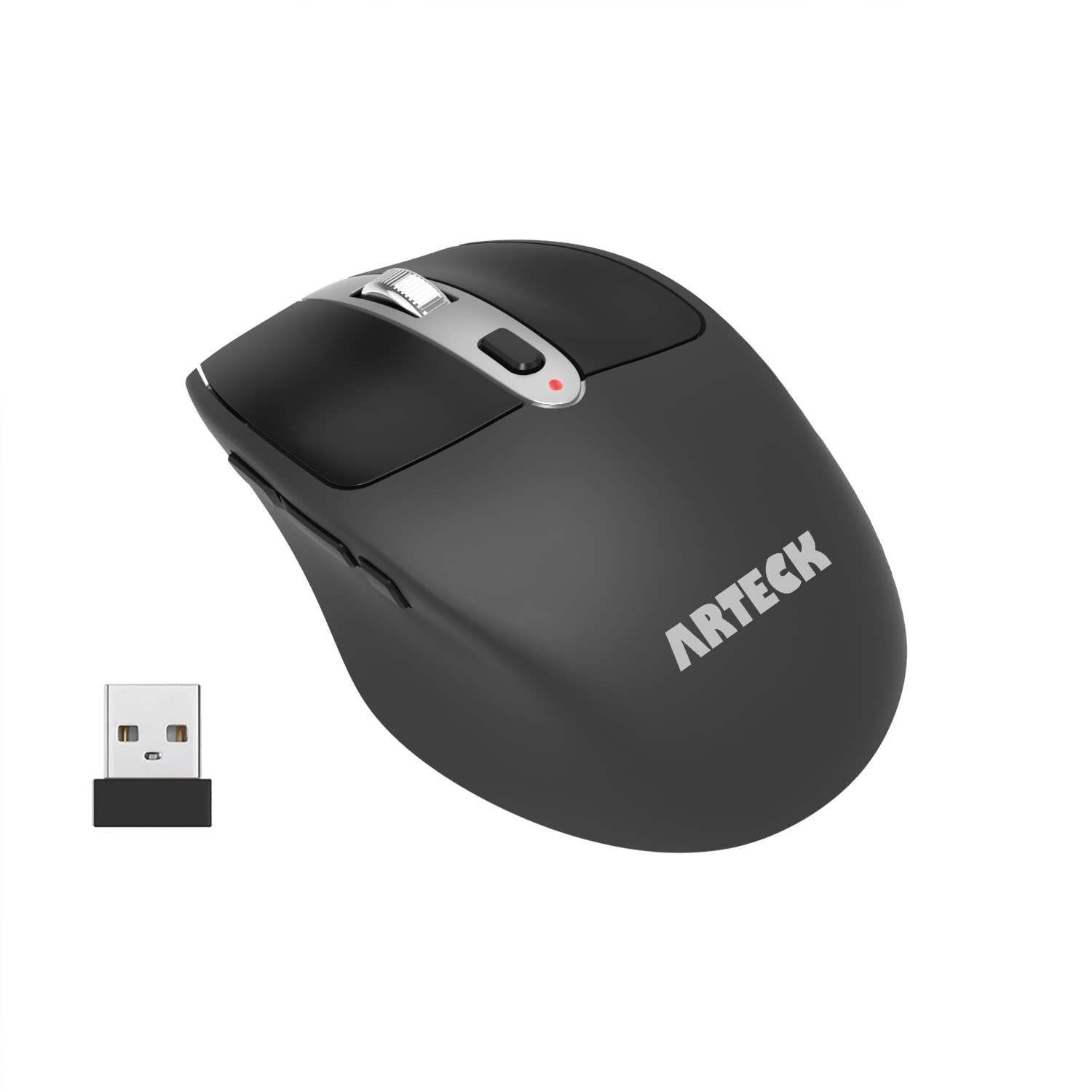 Arteck Wireless Mouse, 2.4G USB Ergonomic Optical with Black