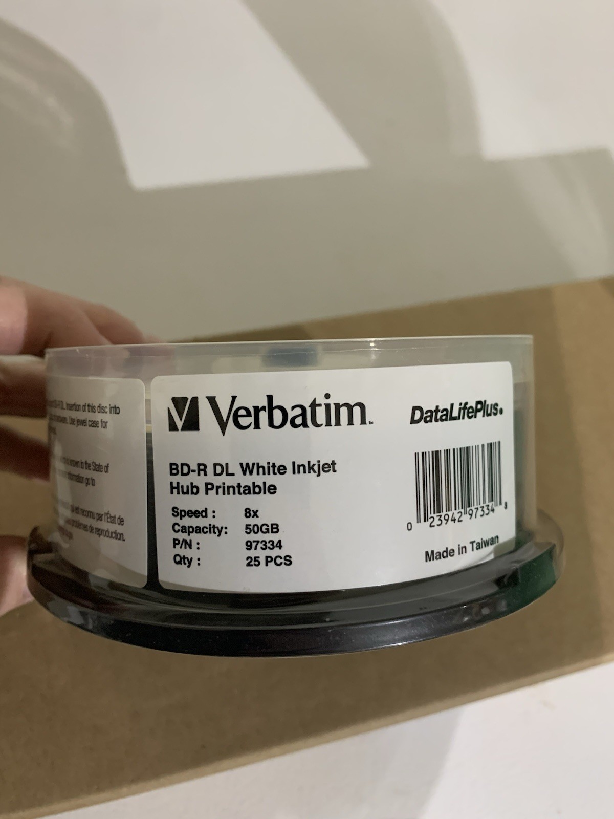 Verbatim DataLifePlus BD-R DL 50GB 8x Inkjet Hub Printable 25pk 97334