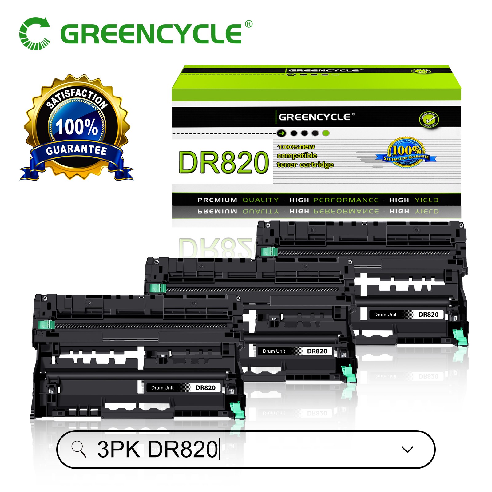 3PK Compatible For Brother HL-L5200DW HL-L6200DW DR820 Drum Unit DR-820