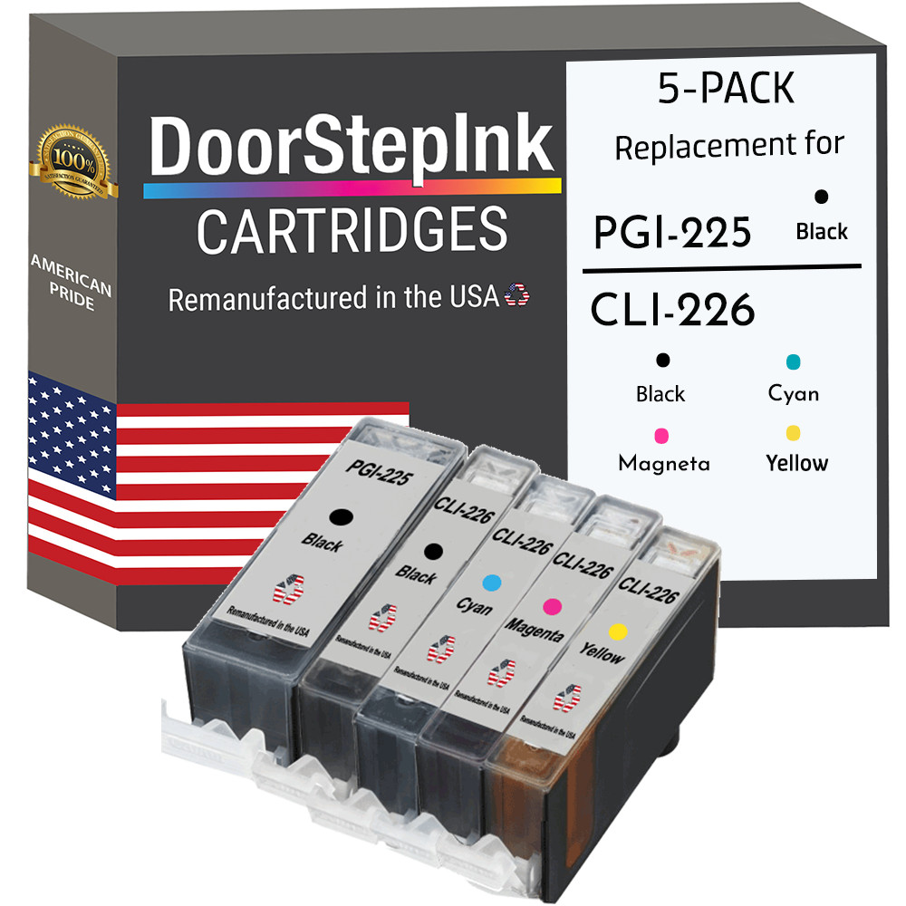 DoorStepInk Compatible Ink Cartridge for Canon PGI-225 B and CLI-226 BK & Cl-USA
