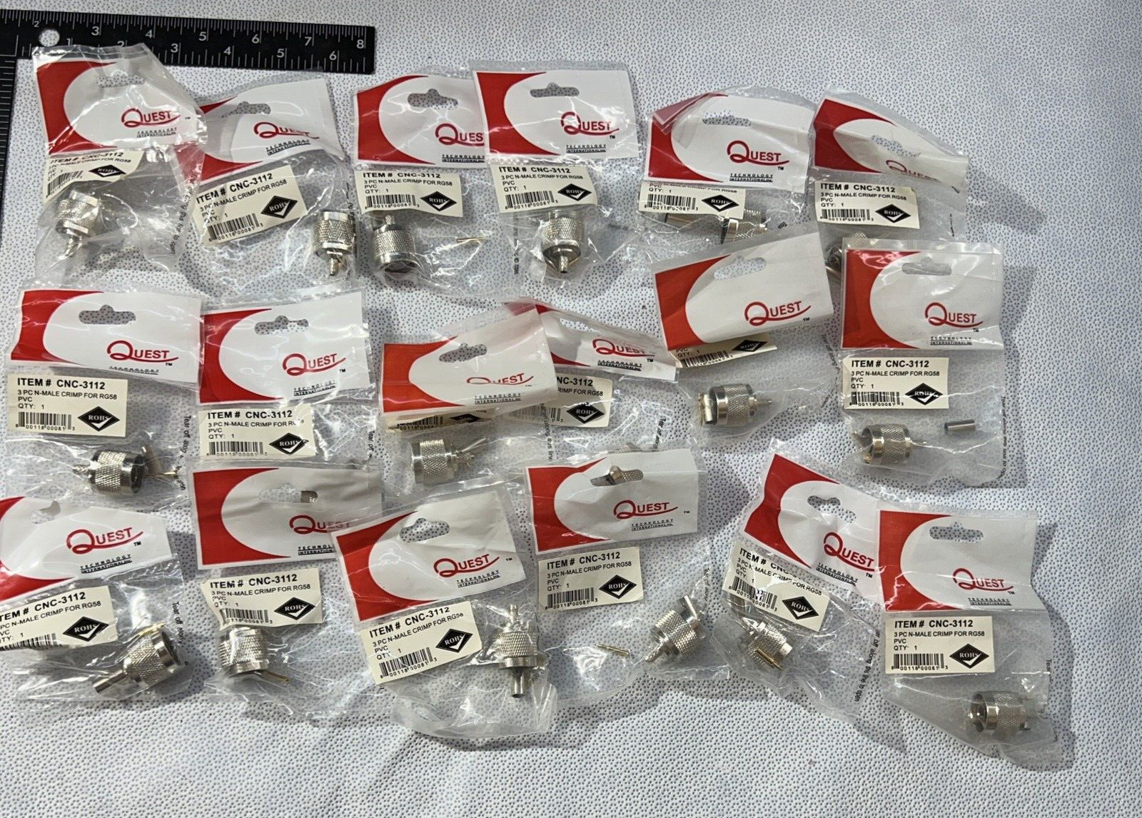 RF CONNECTOR Quest Technology International CNC-3112 BNC LOT OF 18 NEW