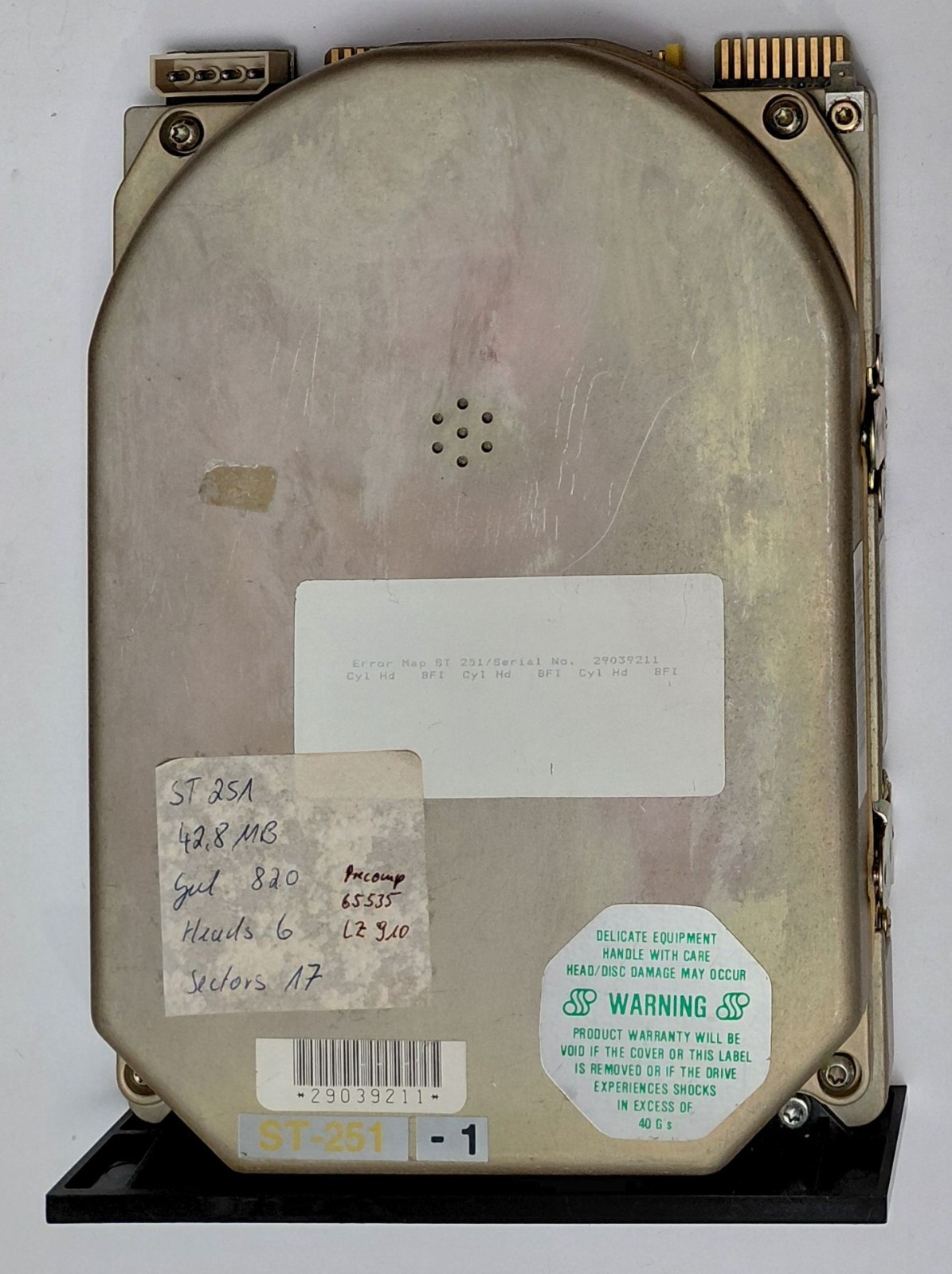 Seagate ST-251-1 MFM (42MB, Retro, 1990) Hard Drive