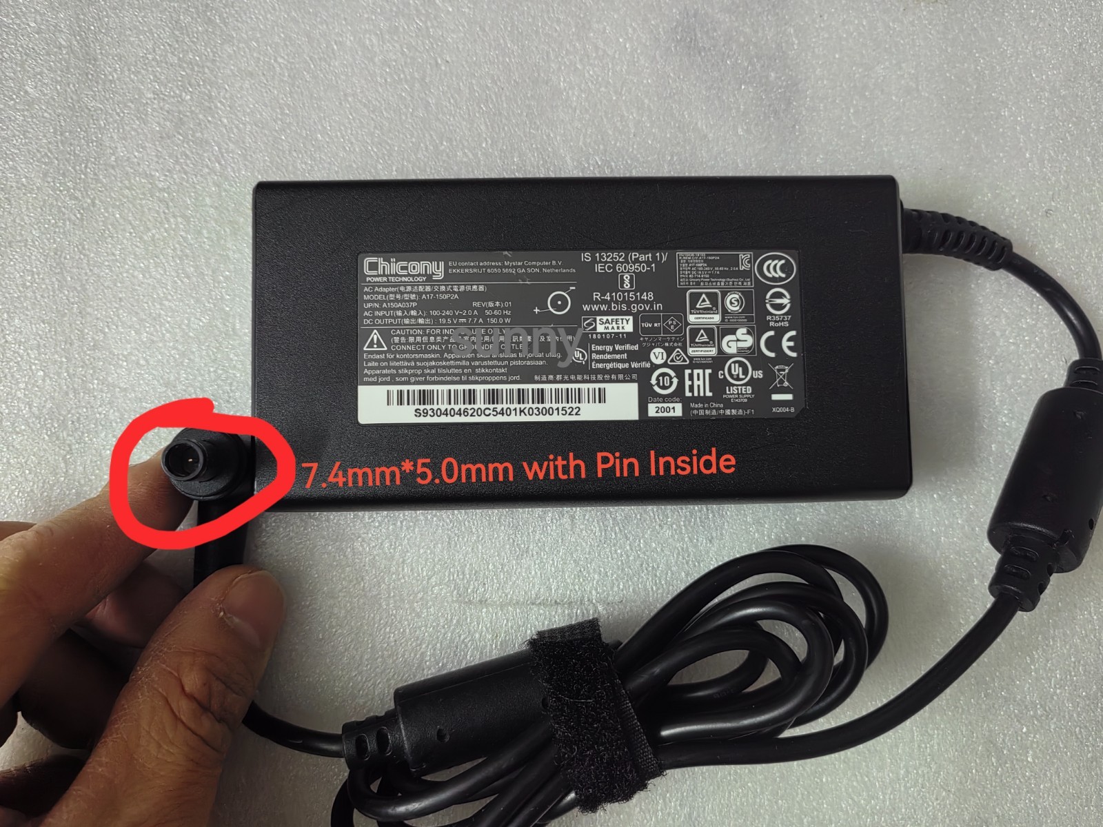 Genuine 19.5V 7.7A A17-150P2A  7.4mm 150W Adapter For MSI MS-16P6 GL63 8RD-450IN