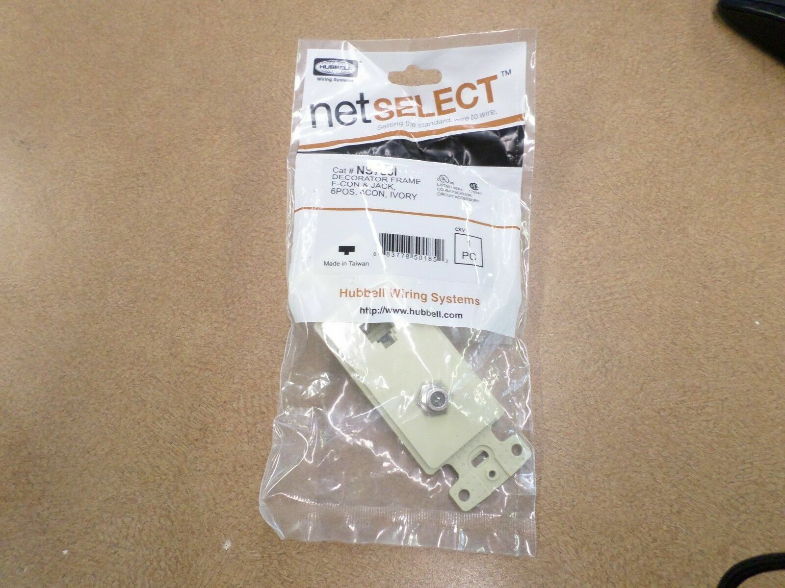 Lot of 10 Hubbell NS783I NetSelect Decorator Frame F-Con & Jack, 6POS 4CON Ivory