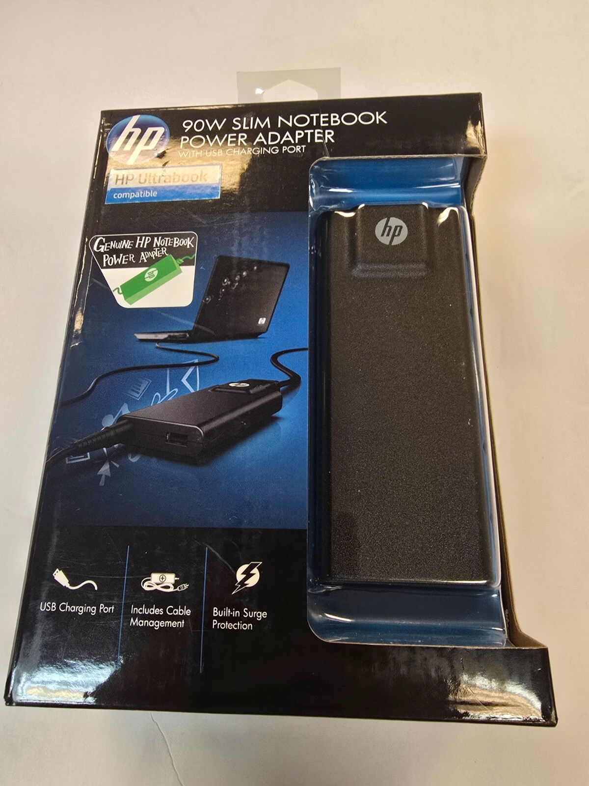 HP 90W Slim Notebook Power Adapter with USB Charger NEW IN BOX. Never opened