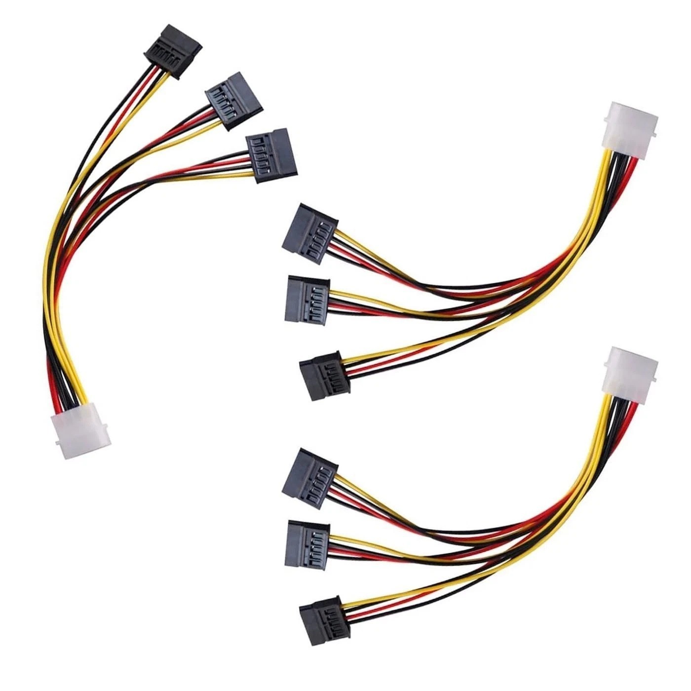 3 Pack 4Pin Molex to 3 SATA Power Splitter Cable IDE LP4 HDD SSD Adapter 20CM