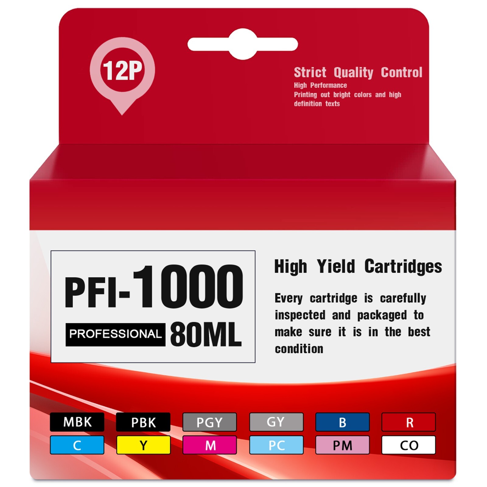 PFI-1000 Ink 80ml 12 Pack Compatible Cartridge for Canon IMAGE PROGRAF PRO-1000