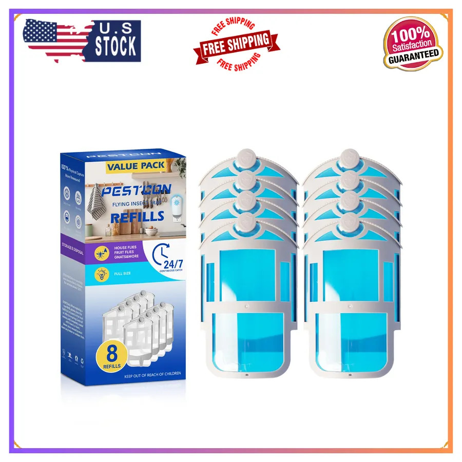 8 Pack Refill Cartridges for Flying Insect Trap Plug-in Light Replacement