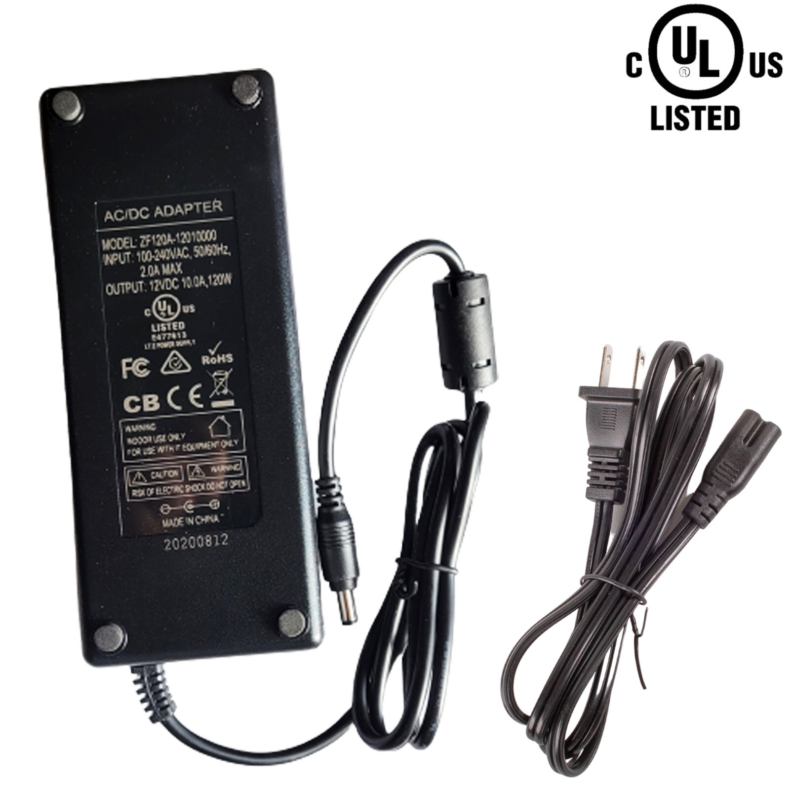 UL LISTED 12V 120W 10A AC power adapter POWER SUPPLY + 1 to 4 splitter cable
