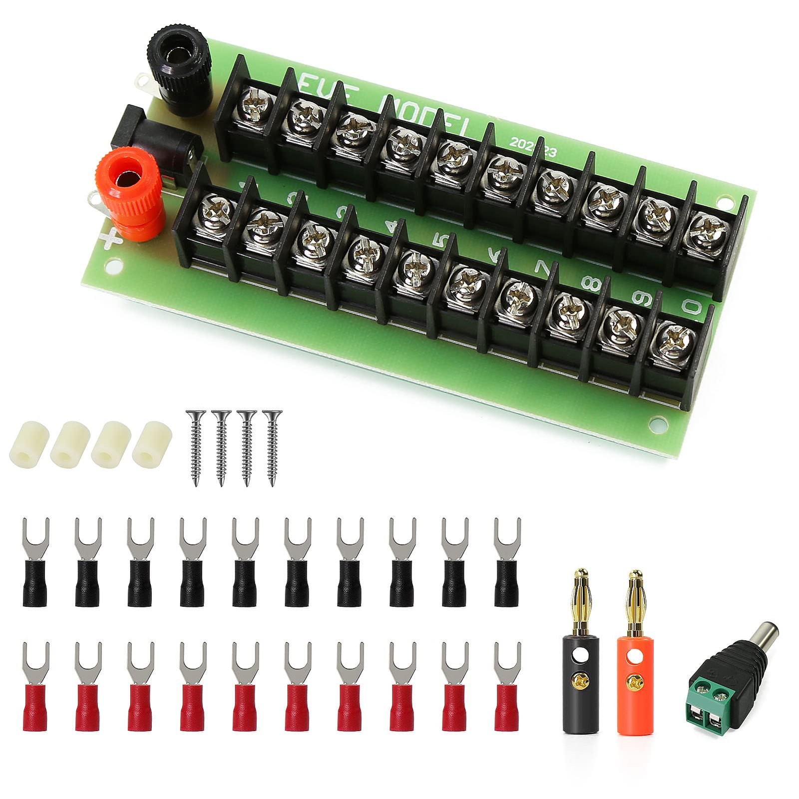 PCB005 1X Power Distribution Board 3 Inputs 2 x 10 Outputs for DC AC Black