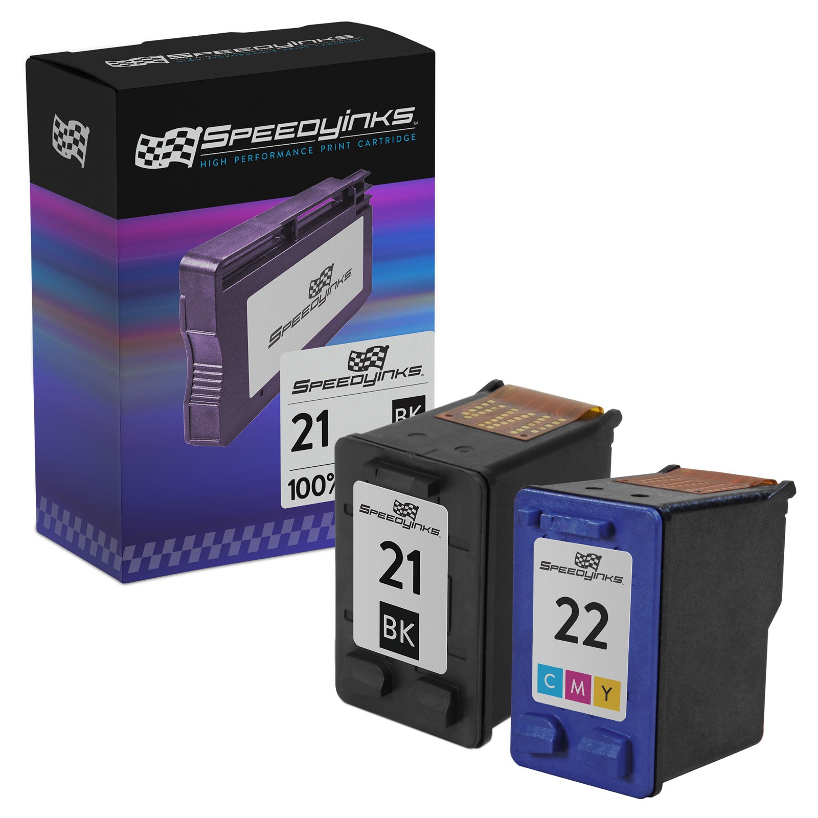 Ink Cartridge Replacement for HP 21 and HP 22 (1 Black , 1 Color, 2-Pack)