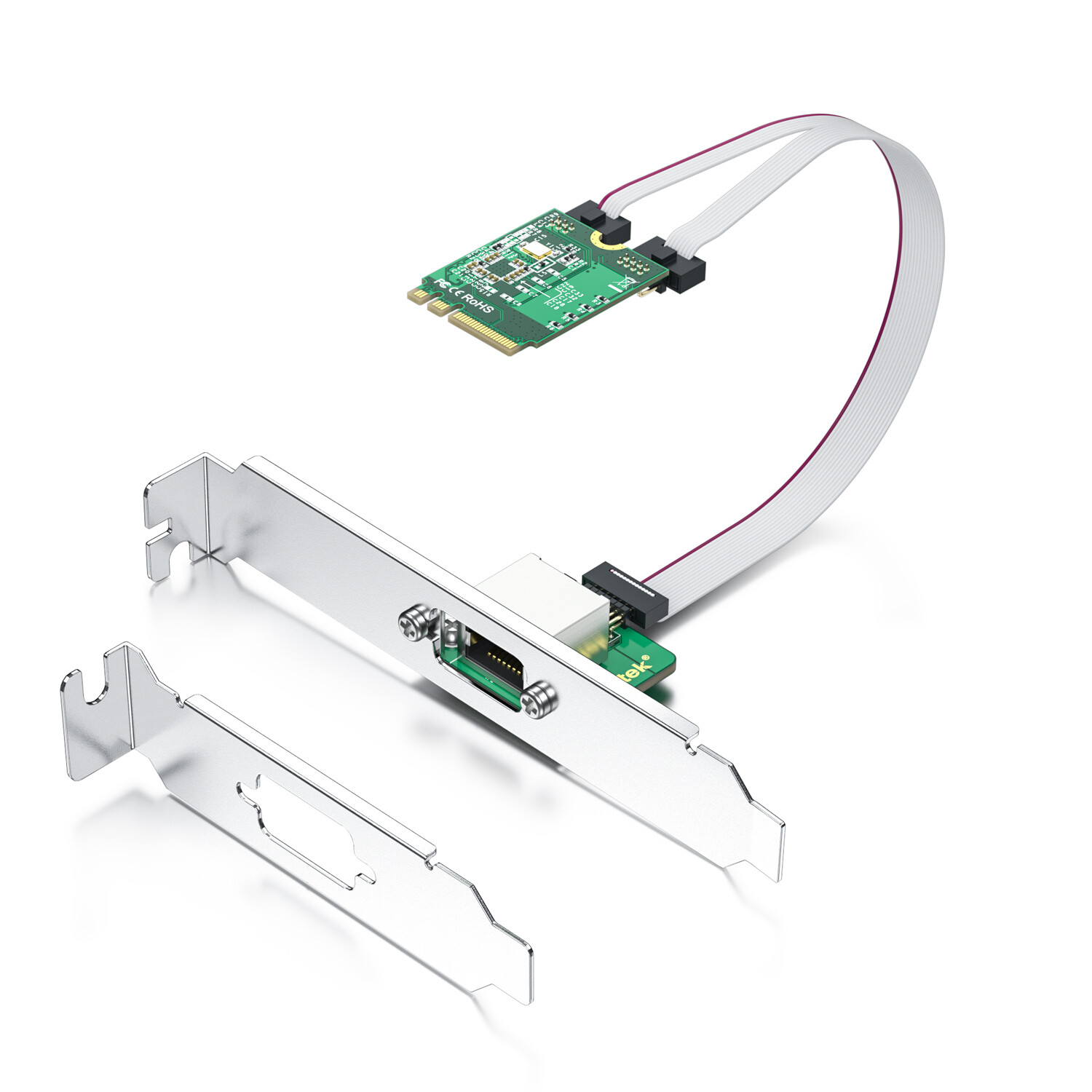 M.2 A+E Key 2.5G Gigabit Ethernet Network Card, 18-cm cable length