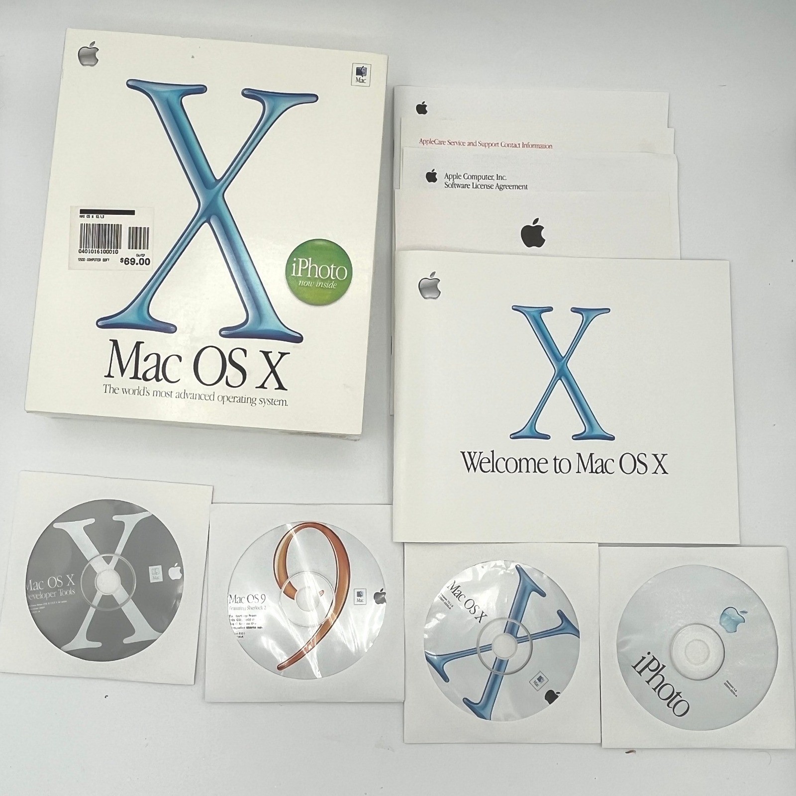 Apple Mac OS X 10.1.3 & Mac OS 9.2.1 Retail Box Set w/ Manuals Original Box Vtg