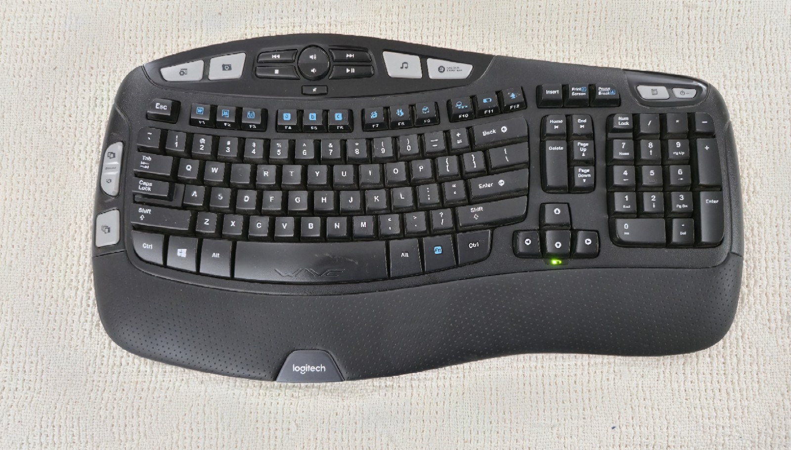 Logitech K350 Wave Wireless Ergonomic Keyboard Black No USB Dongle