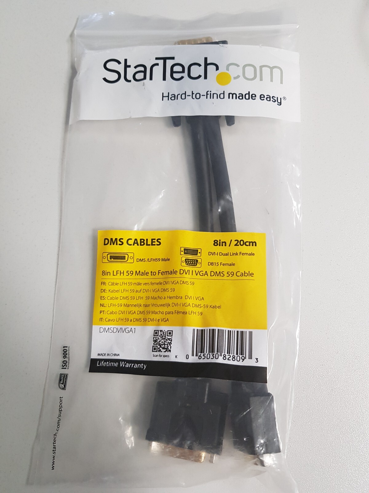 Startech strain gauge cable DMSDVIVGA 1 8" LFH 59 male to female DVI I VGA DMS 59
