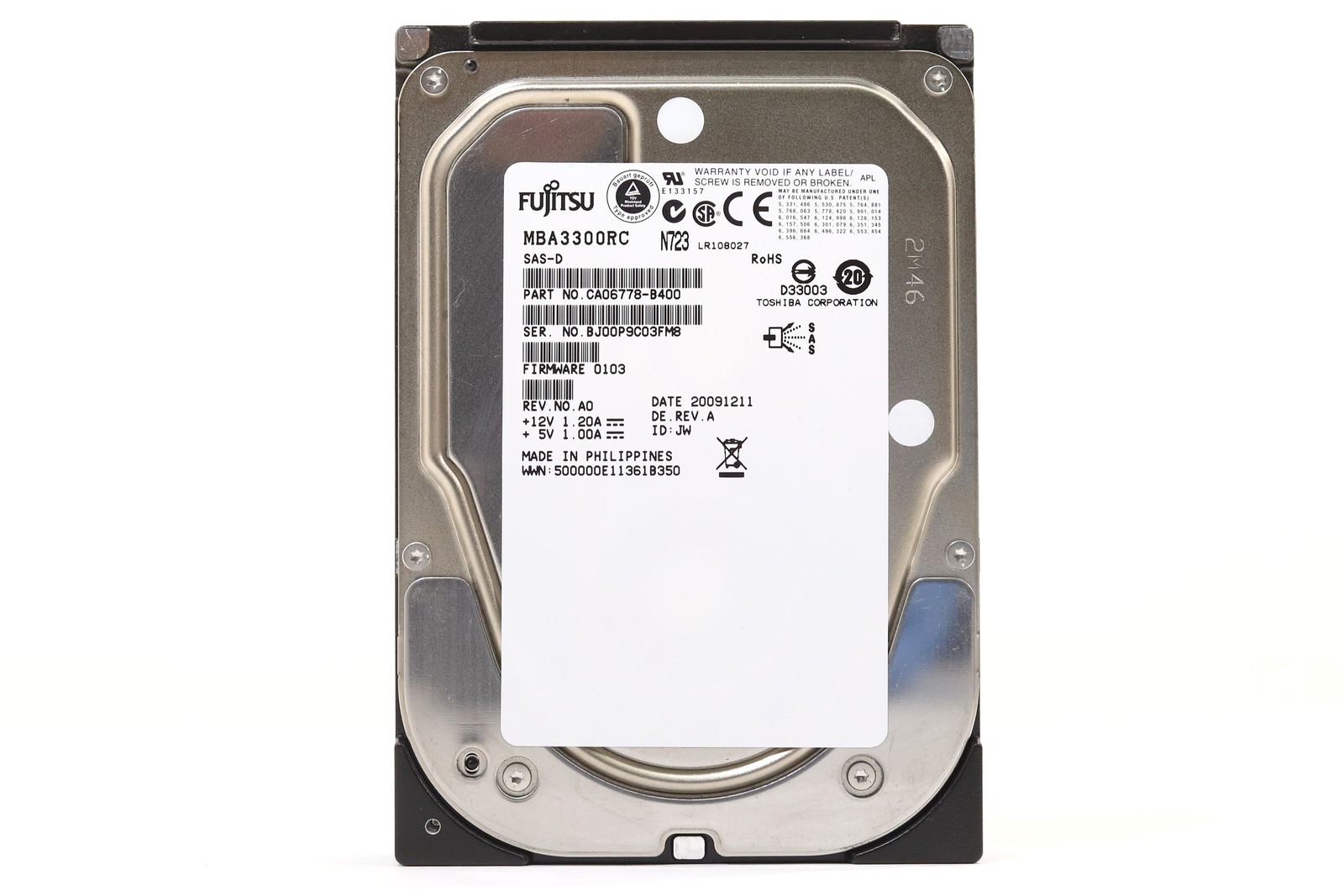 Fujitsu MBA3300RC 300GB 3.5" 3Gb/s 16MB 15K RPM 100% SAS HDD P/N: CA06778-B400