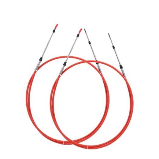 Boat Throttle Control Cable 8 Feet (2pcs Red) Outboard Rotary Steering Cable