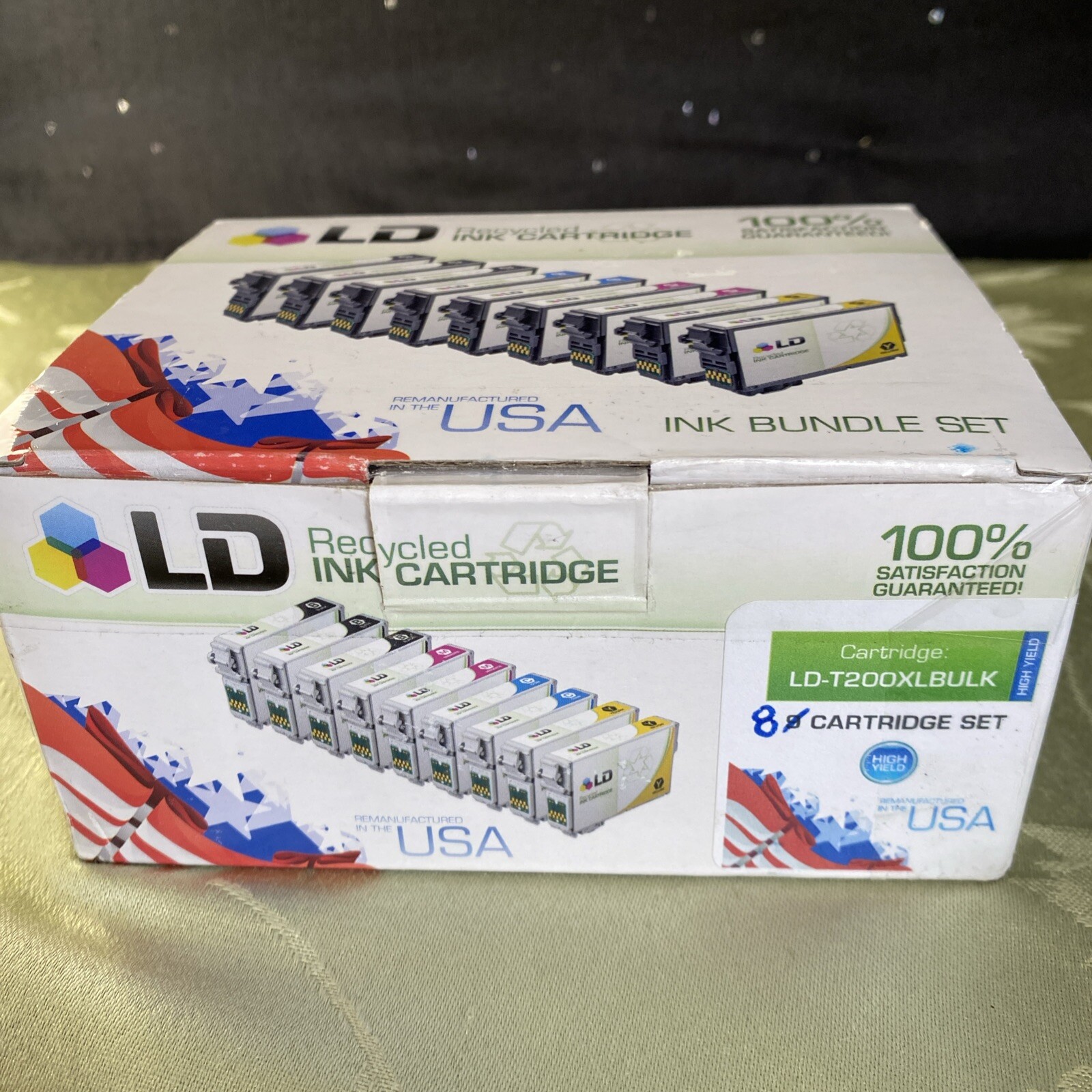 LD 8pk Recycled Ink for Epson 200 Ink Black 200XL T200XL120 WF-2520 WF-2540