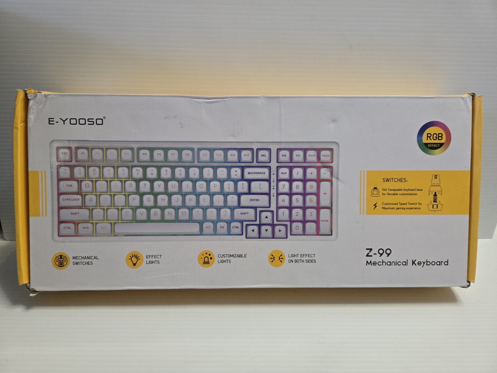 E-YOOSO Z-99 Mechanical Gaming Keyboard RGB Hot Swappable Wired White