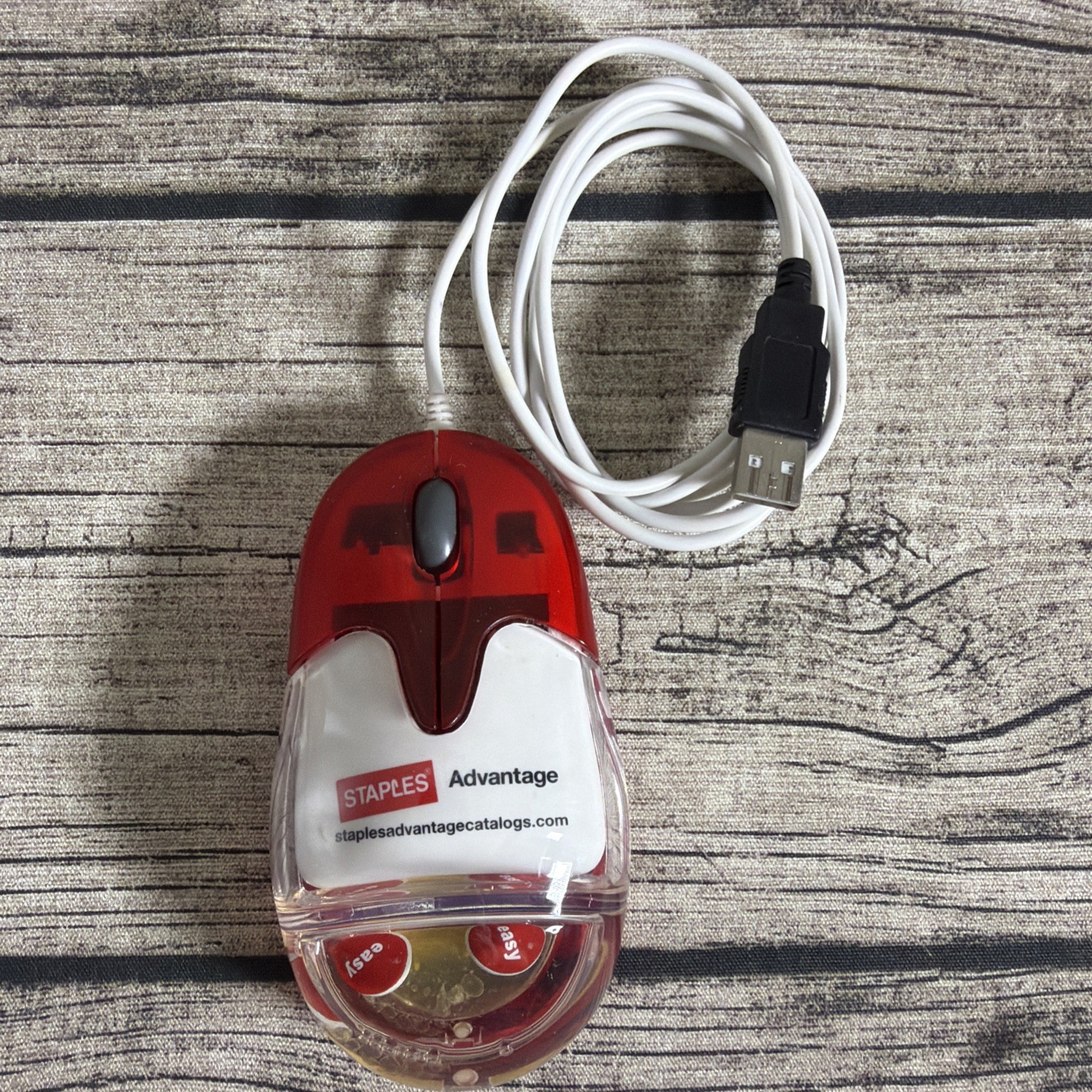 Y2K Aqua Mouse USB Staples Floating Easy Buttons Model 1168 Tested Works