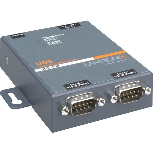 LANTRONIX UDS2100 2-PORT UNIVERSAL DEVICE SERVER SDS2101 WITH POWER SUPPLY