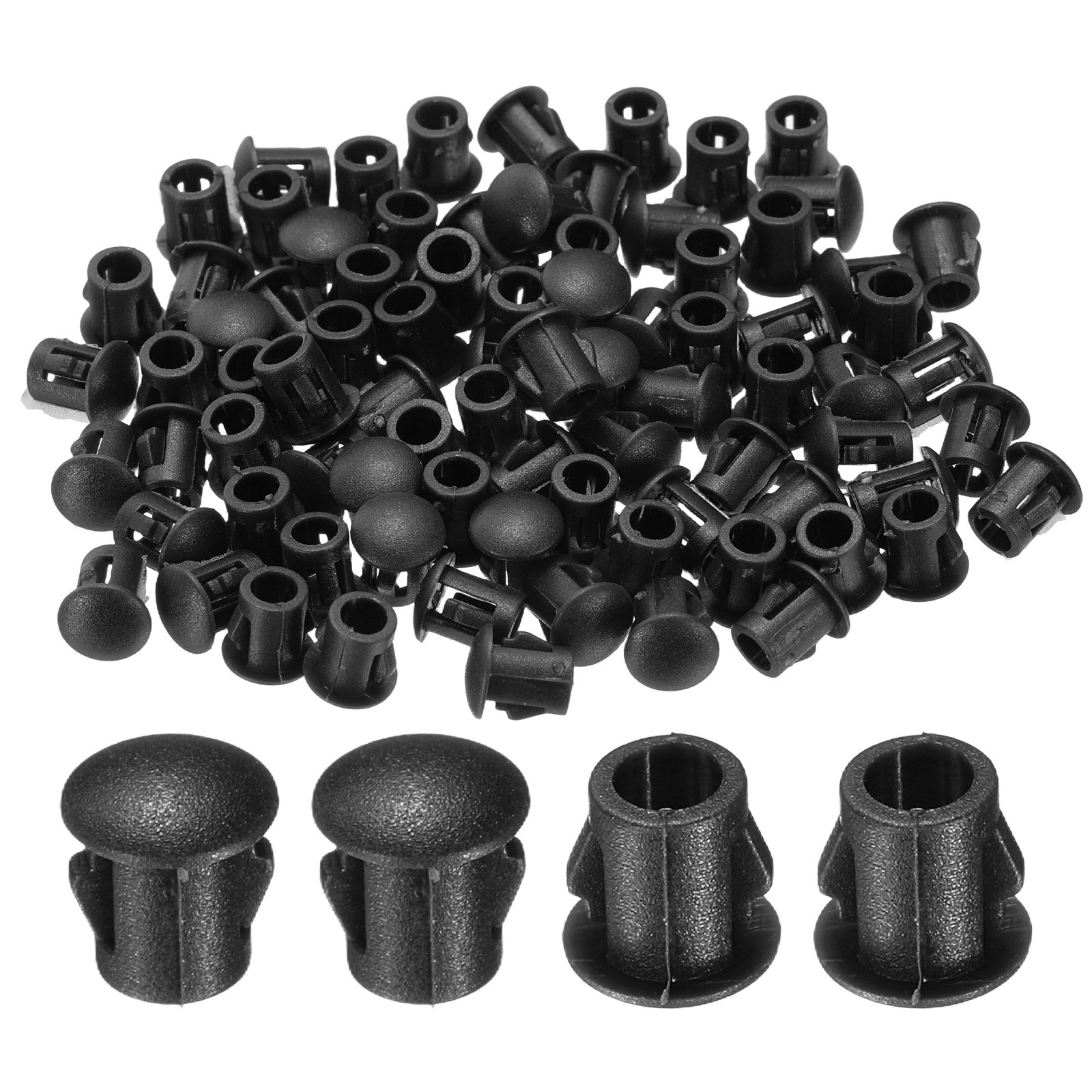 100-PackBlack Hole Plugs, 5mm / 0.2 Inch Plastic Hole Cover Panel Plugs
