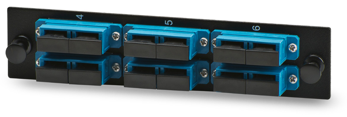 SCUPC 12 Port Singlemode Fiber Adapter Panel Strip, Standard LGX Style Plate