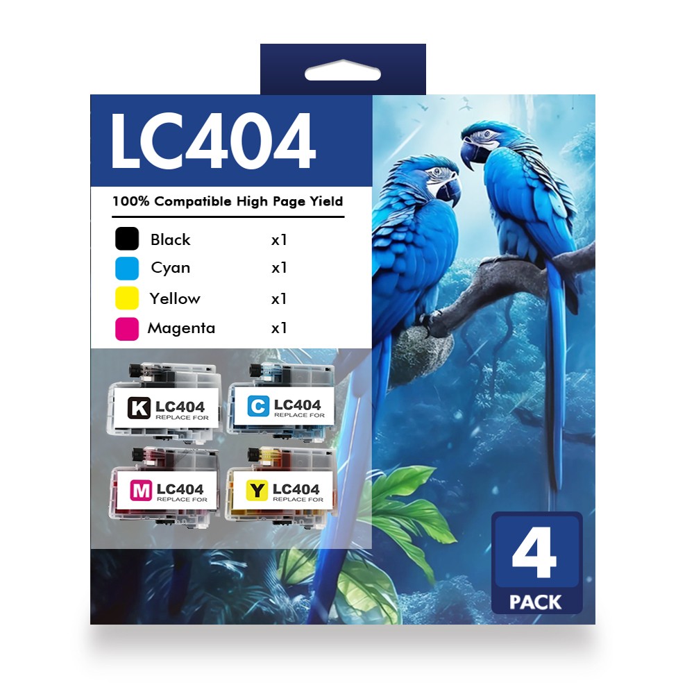 4PK High Yield LC404 Ink For Brother MFC-J1205W MFC-J1205W XL MFC-J1215W Printer