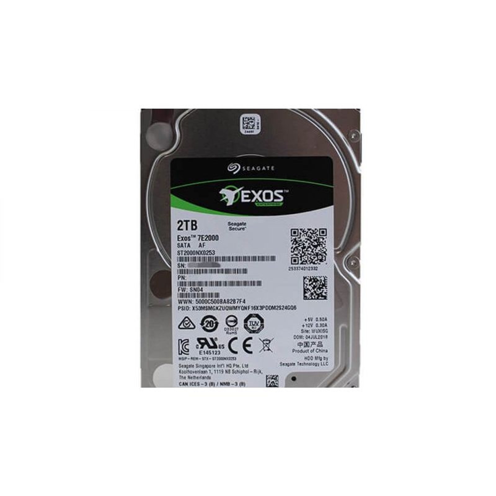 Seagate Exos 7E2000 ST2000NX0253 2TB 7200 RPM 128MB Cache SATA 6.0Gb/s 2.5" Ente