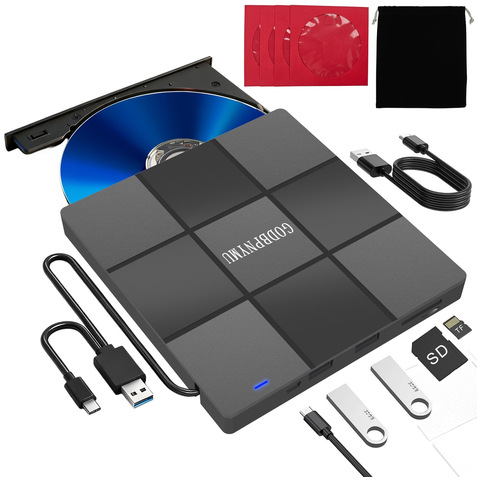 5-in-1 External CD Drive,DVD Player for Laptops& CD Burner