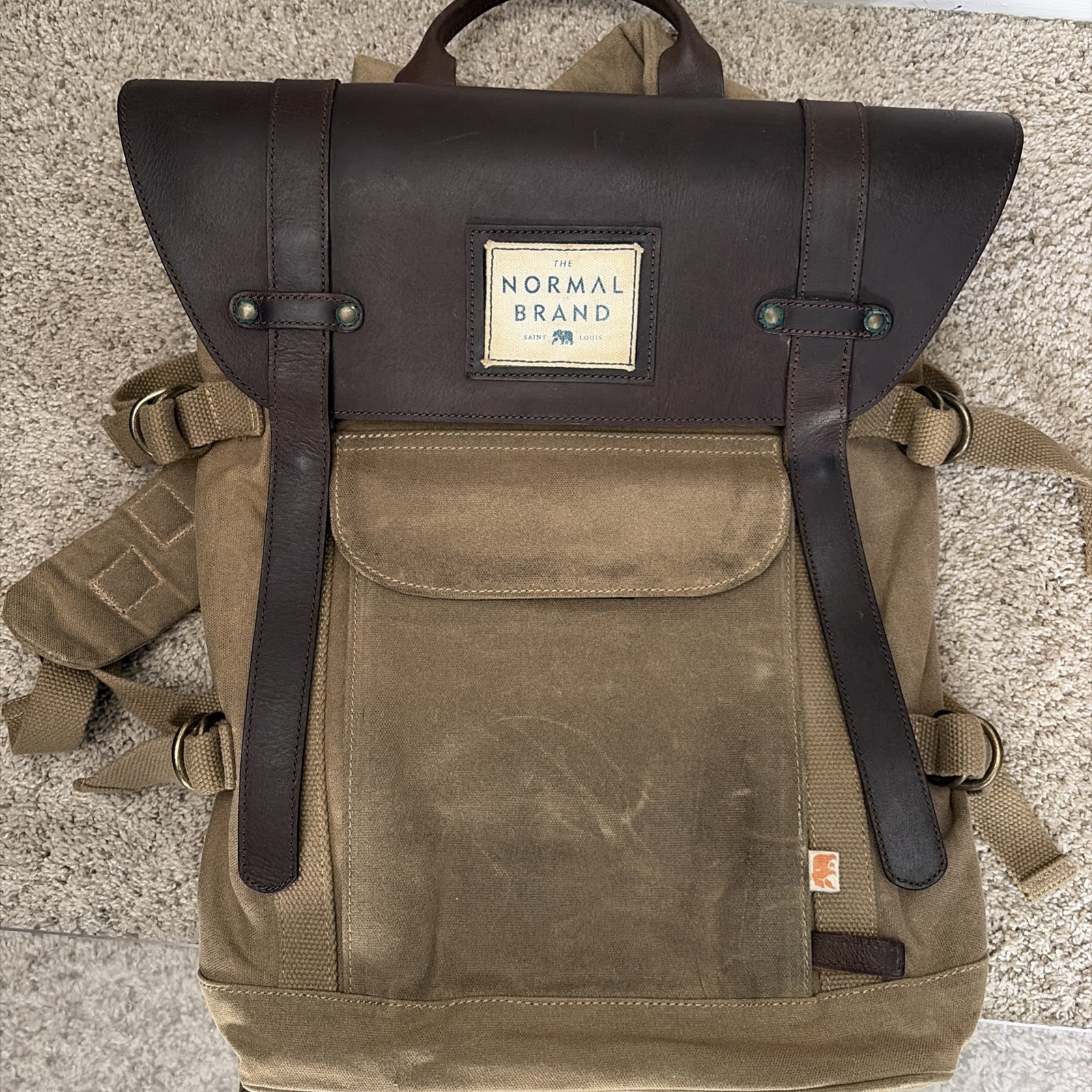 THE TOP SIDE LEATHER BACKPACK - The Normal Brand Canvas Brown Laptop