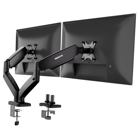 Dual Monitor Desk Mount – Full Motion Gas Spring Arms, Fits 13 to 32 Inch 