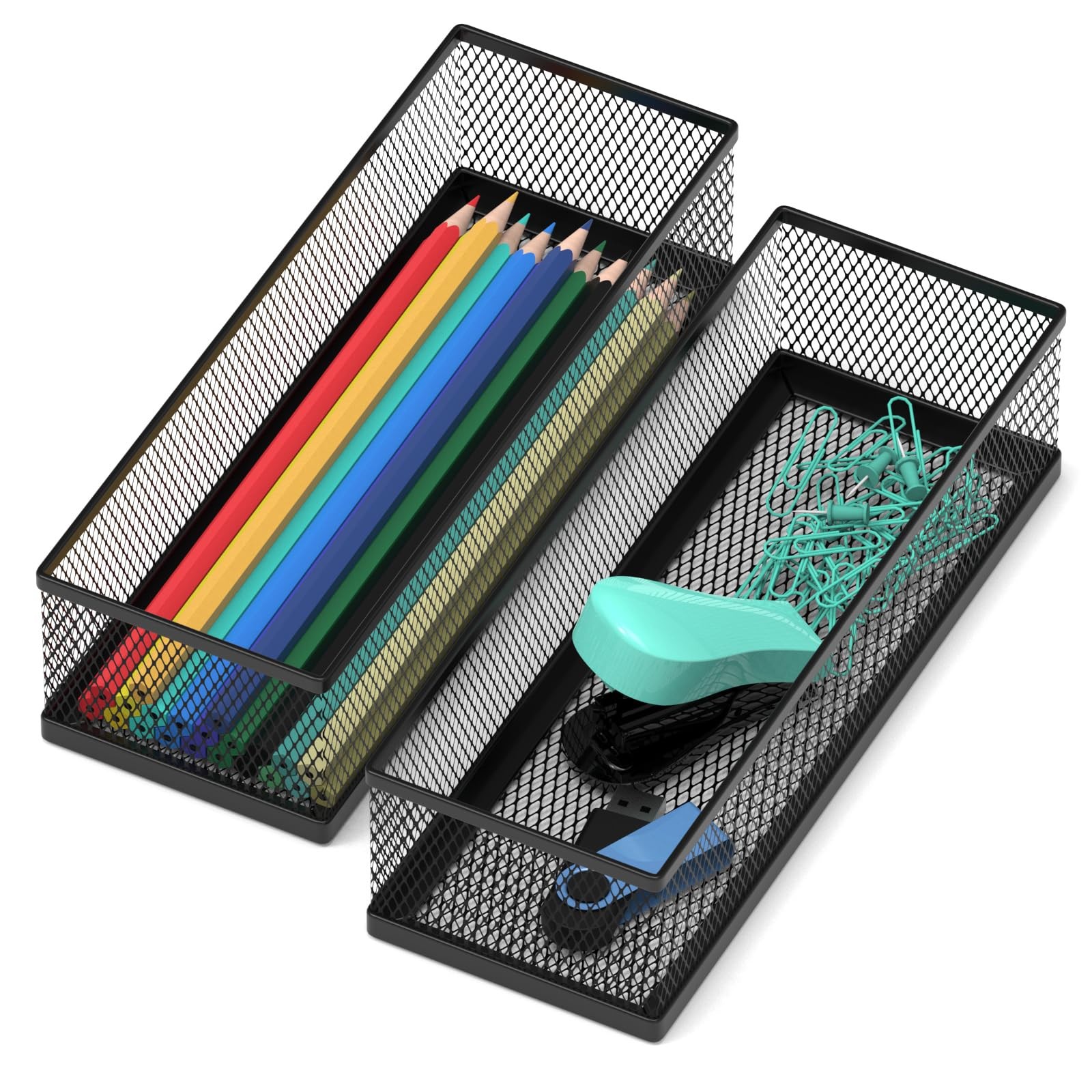Drawer Organizer 2 Pack Metal Mesh Desktop Storage Trays Office ITAYVAN Small