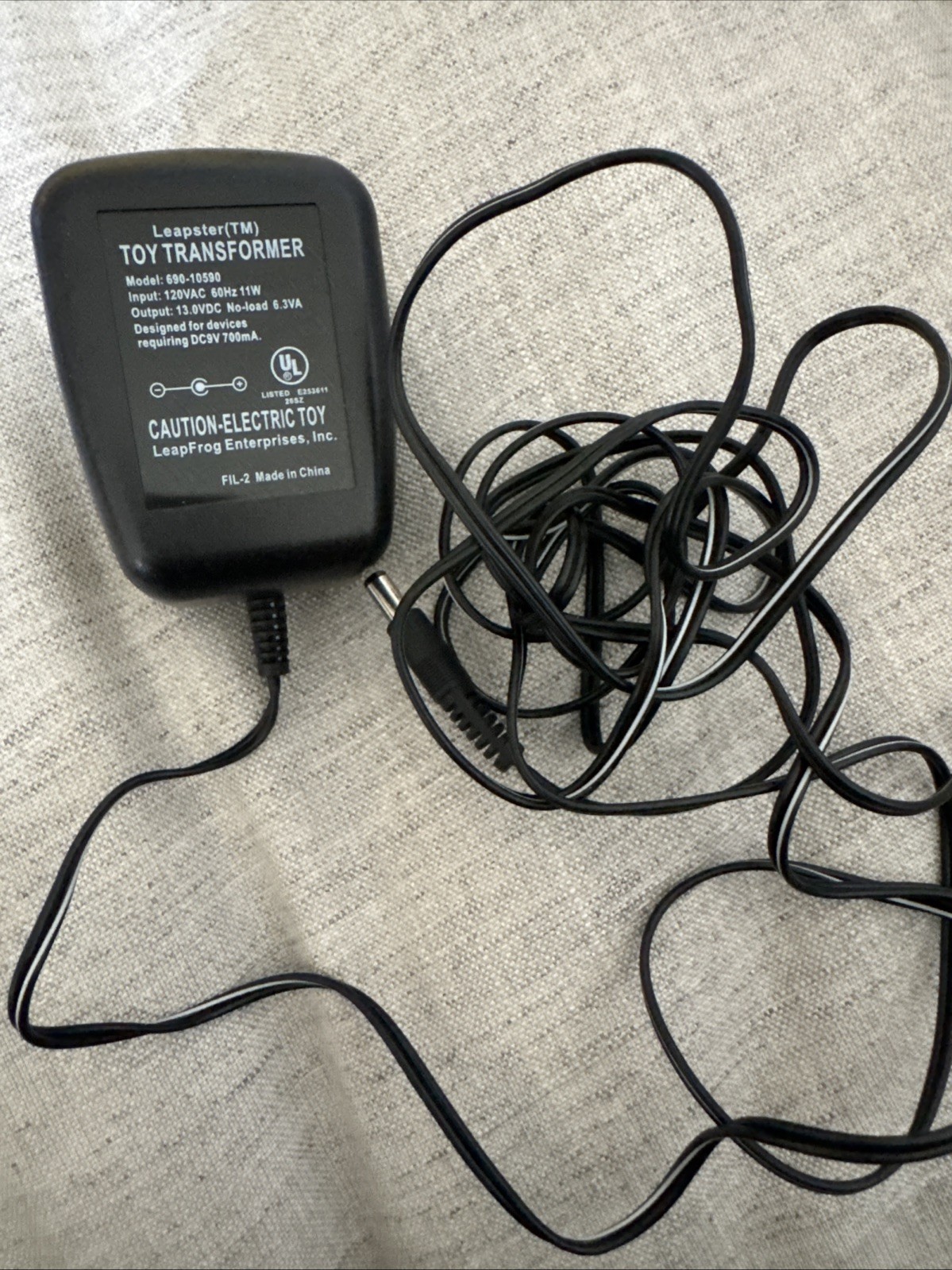 Genuine Leapster Model 690-10590 AC Wall Power Adapter Cord Black