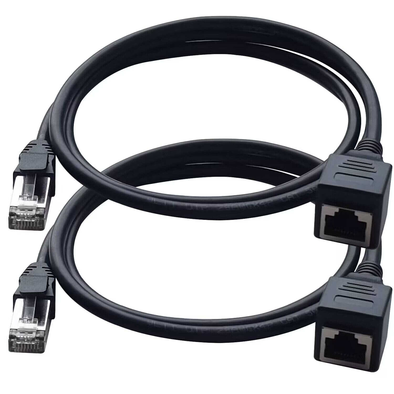 Ethernet Extension Cable 2 Pack Cat6 LAN Extender RJ45 Male to Female 3FT 1M