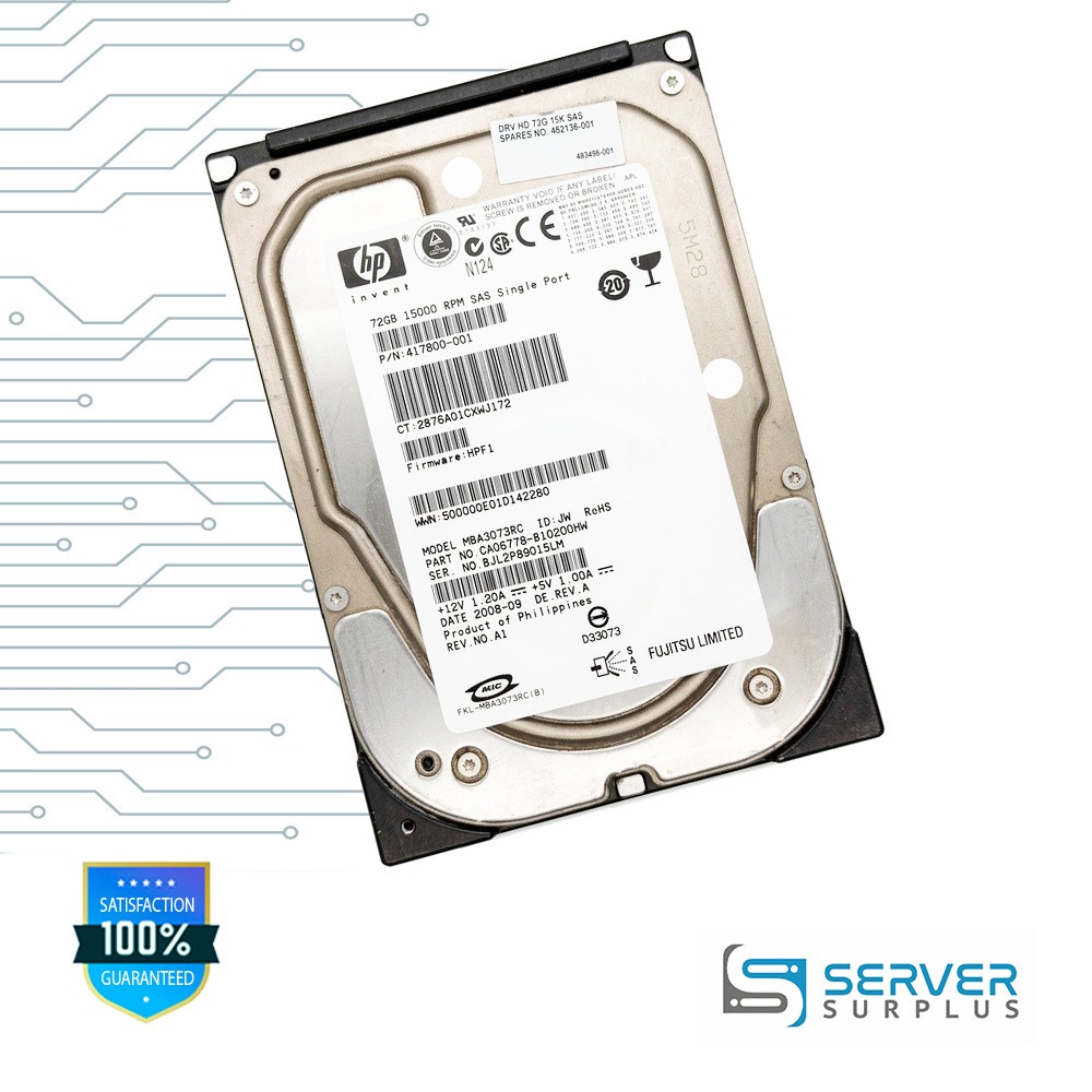 HP MBA3073RC 73GB SAS 15000 RPM 3.5 in Enterprise HDD | 417800-001