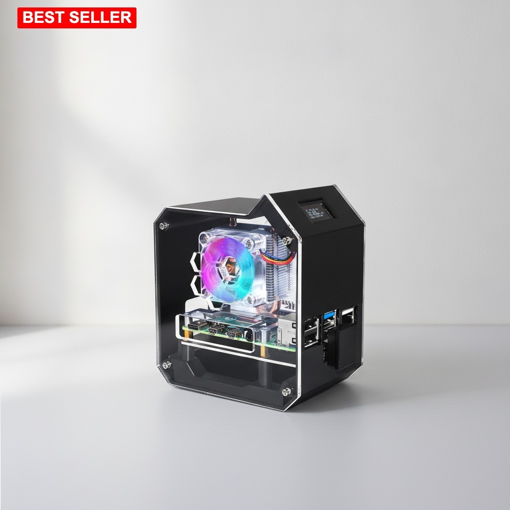 Mini Tower NAS Kit for Raspberry Pi M.2 SATA SSD Expansion Board