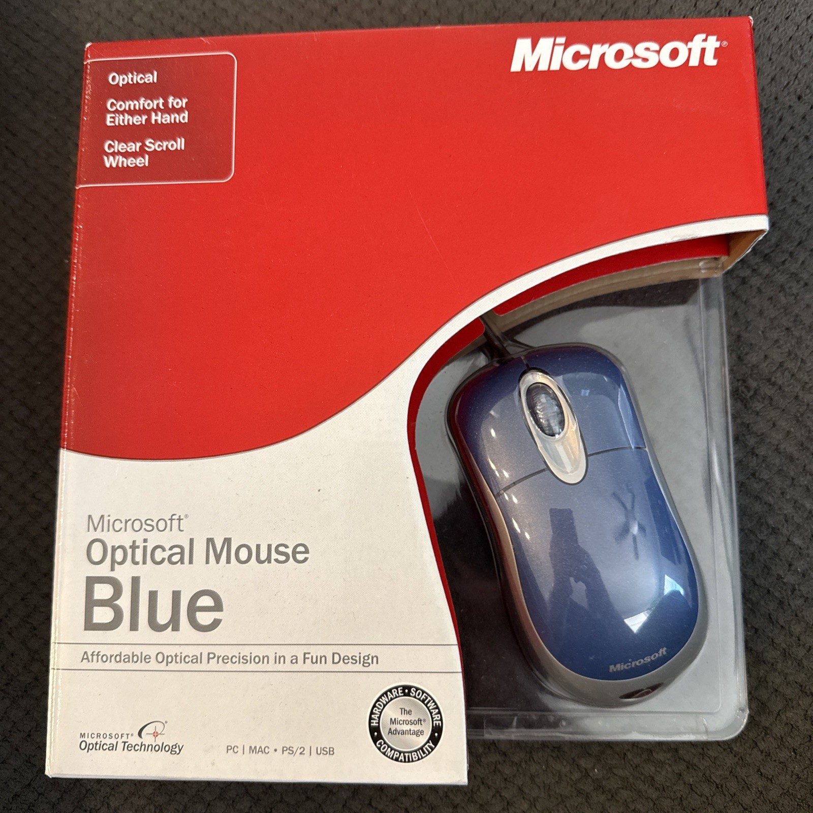 Microsoft Optical Mouse Blue K81-00004 USB/PS2 NIB