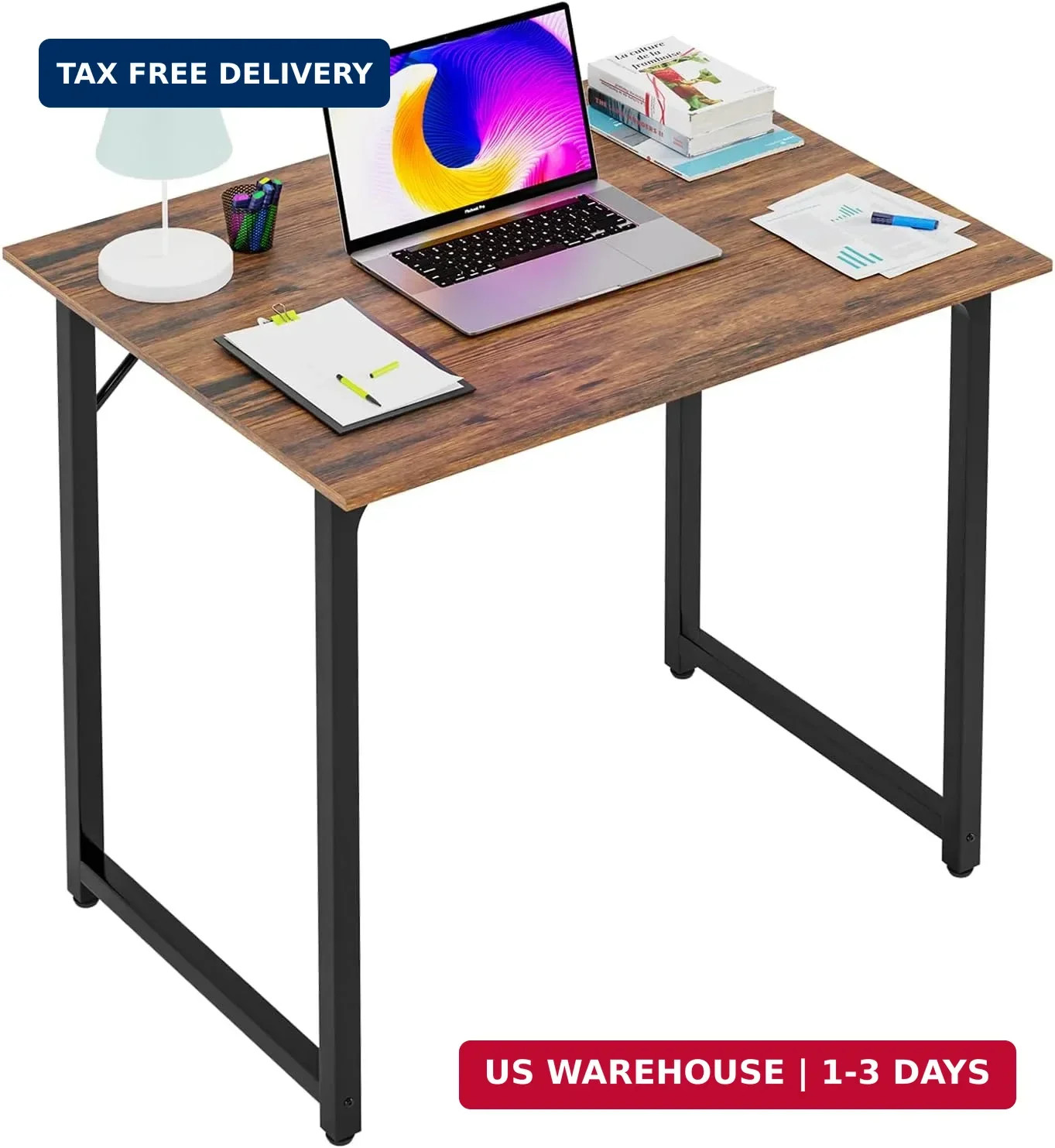 PayLessHere | 32 Inch Computer Desk | Brown | Sturdy Office Desk