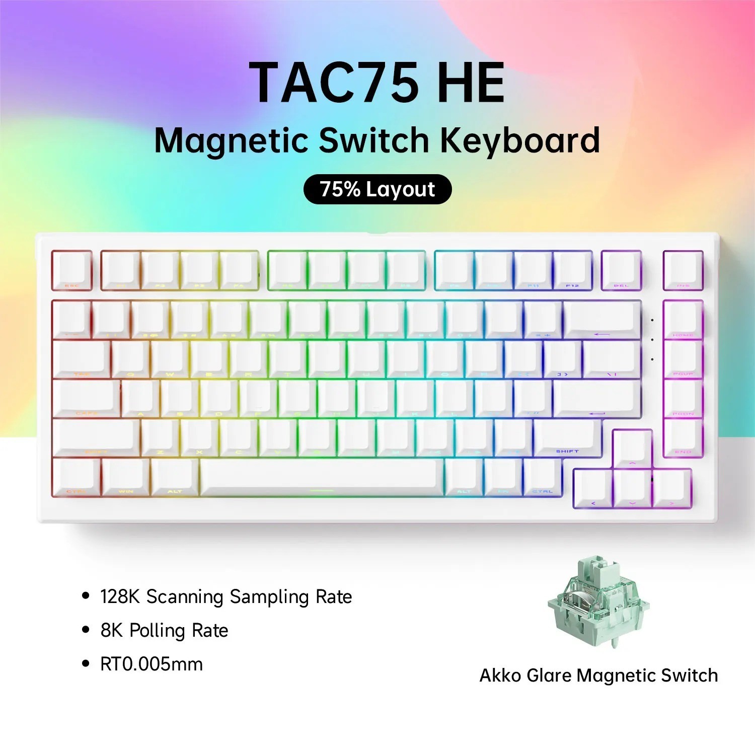 AKKO TAC75 HE Magnetic Switch Gaming Keyboard 75% Wired RGB 8K Hot Swap