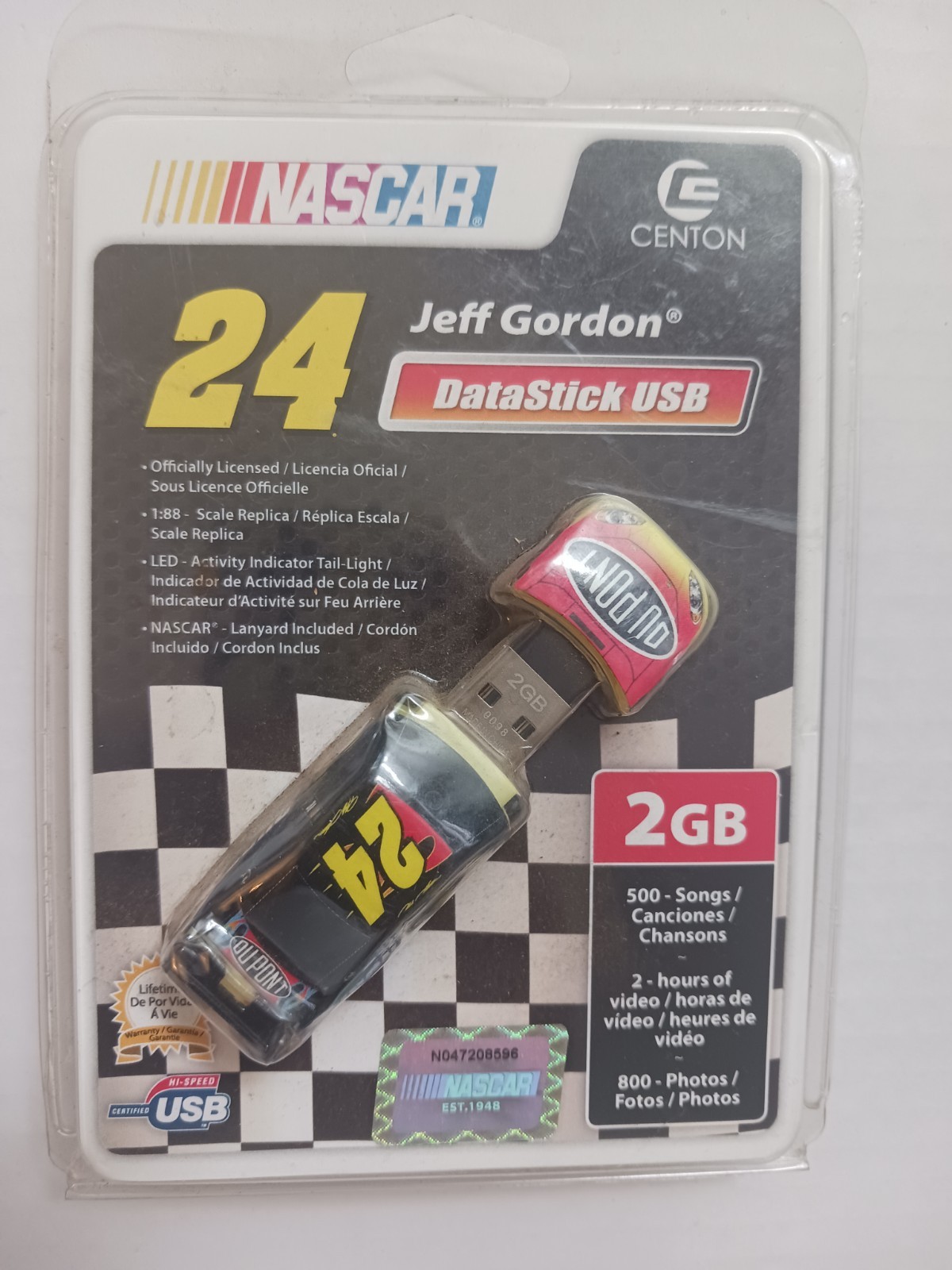 2010 Jeff Gordon #24 NASCAR Car DataStick Flash Drive USB & Neckcord 2GB Sealed 