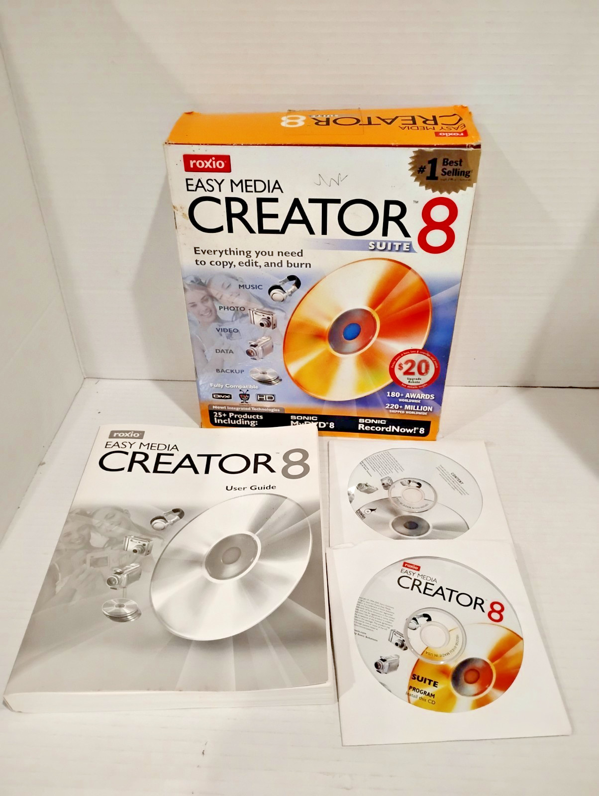 Roxio Easy Media Creator 8 Suite Software PC DVD Burning Edit Burn Set