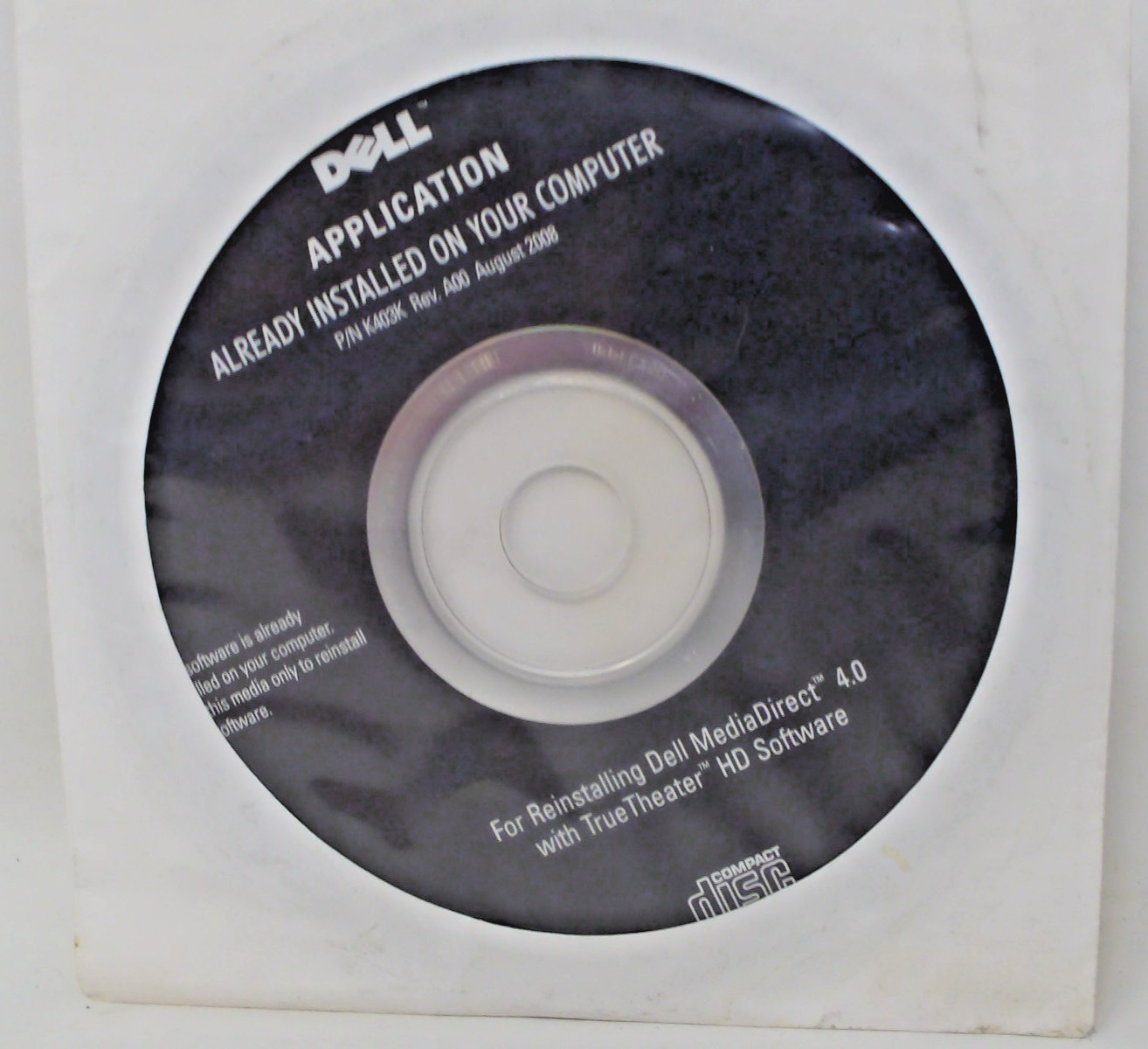 Dell Application Reinstalling Dell MediaDirect 4.0 Software Disc Only New Sealed