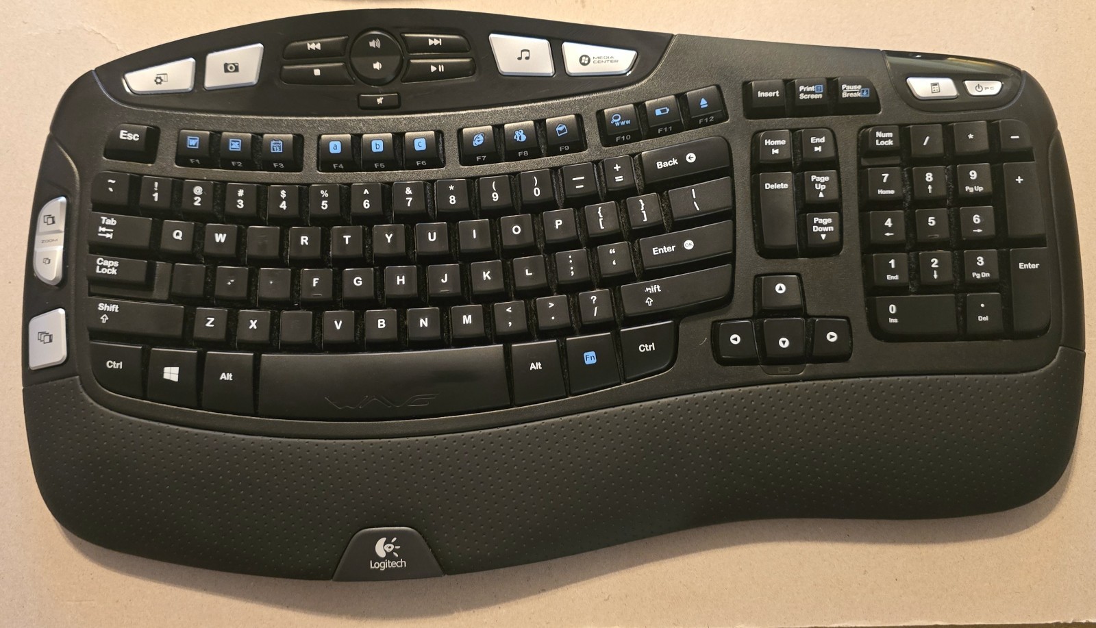 Logitech K-350 Wireless Comfort Wave Ergonomic Keyboard *Dongle Included*Tested*