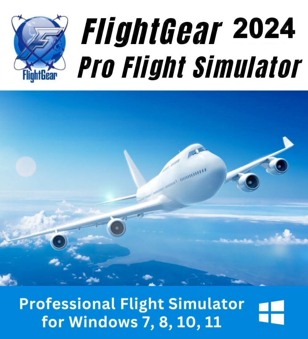 Flight Gear 2024 | Flight Simulator Software | DVD | Offline Manual Incl.