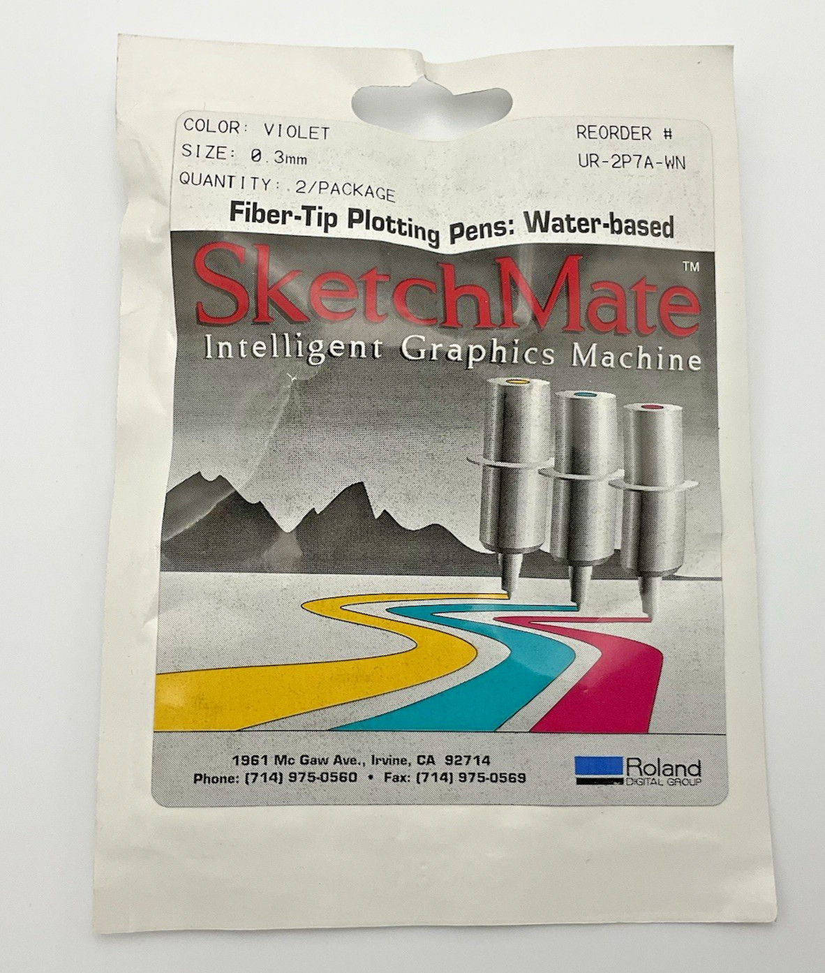 Roland SketchMate UR-2P7A-WN VIOLET Fiber-Tip Plotting Pens Sealed 2 Pack NOS