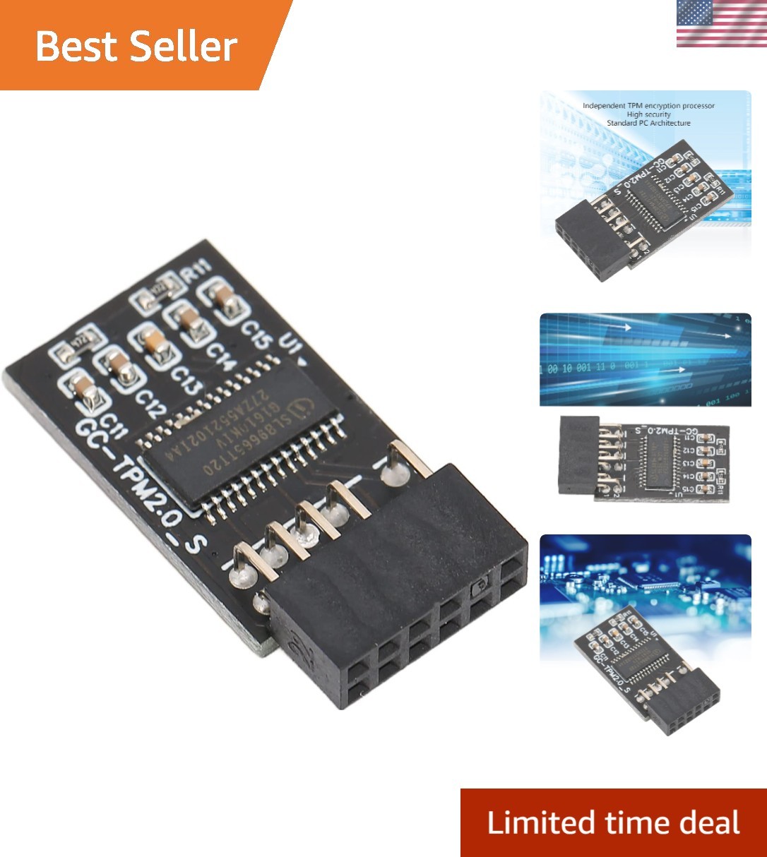 12-Pin TPM 2.0 Security Module for GIGABYTE Motherboards - Easy Installation