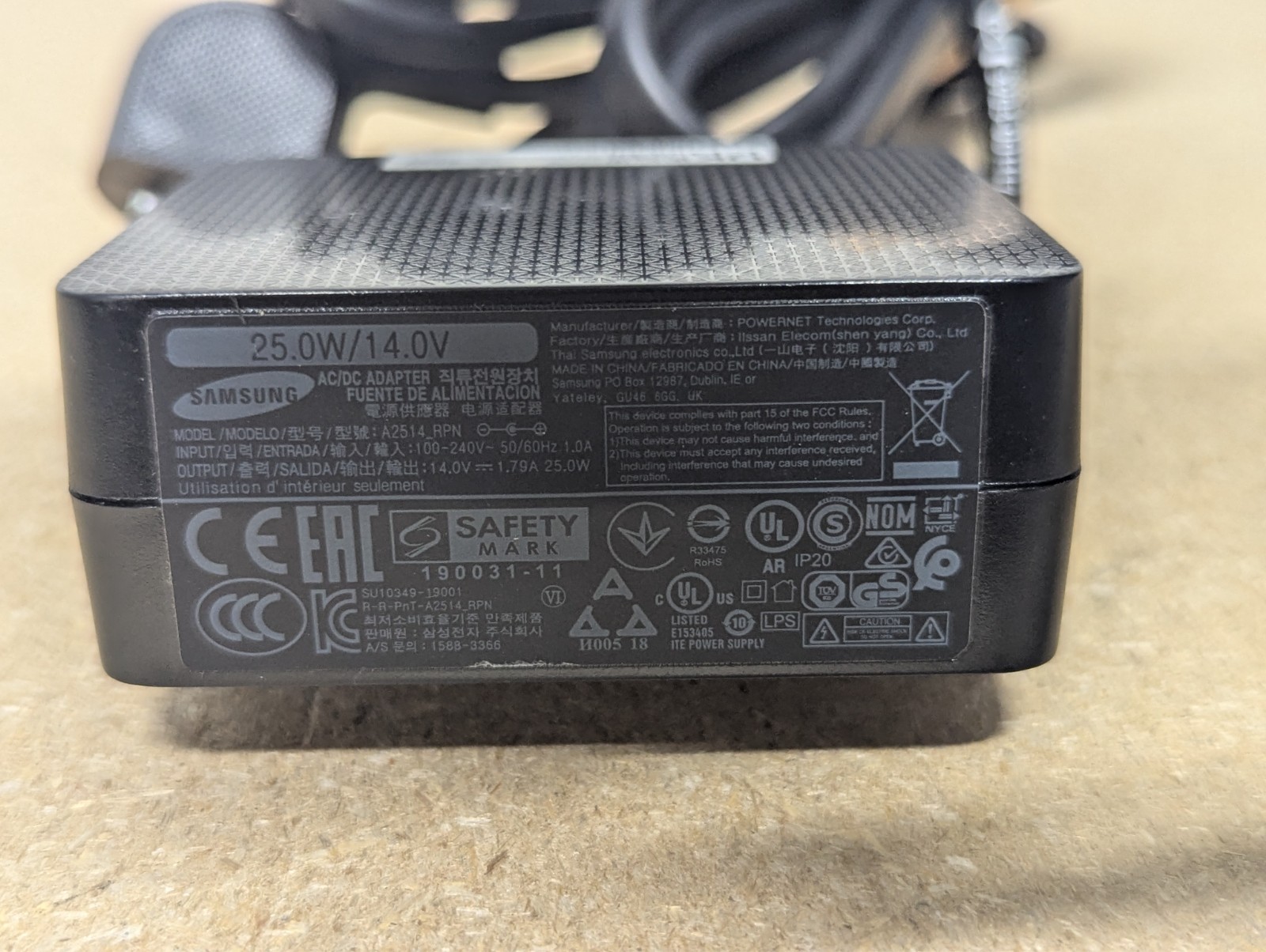 Genuine Samsung Monitor TV AC/DC Adapter Power Supply A2514_RPN 14V 1.79A 25W .