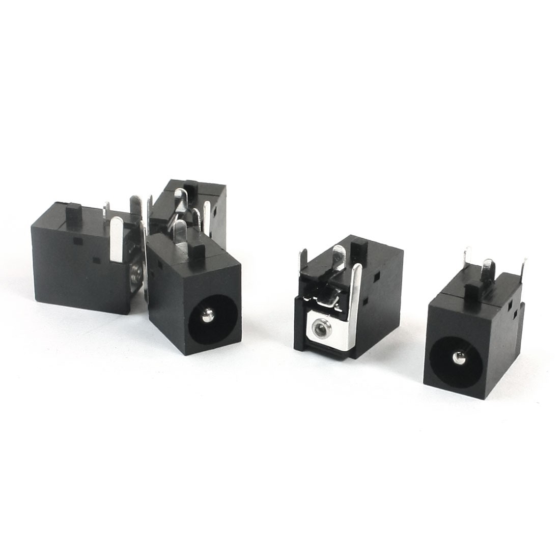 2.1mm x 5.5mm Female Connector 3 Terminal DC Power Jack Socket Black 5 Pcs