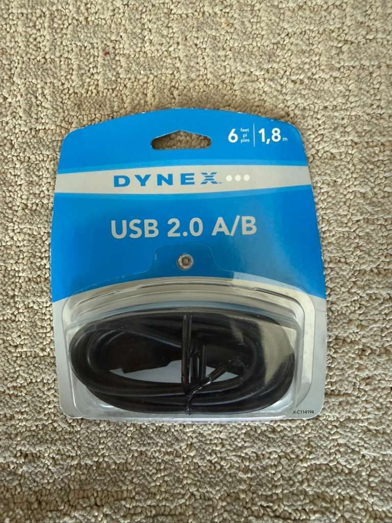 Dynex - 6' USB 2.0 A/B Cable - Black Model: DX-C114194